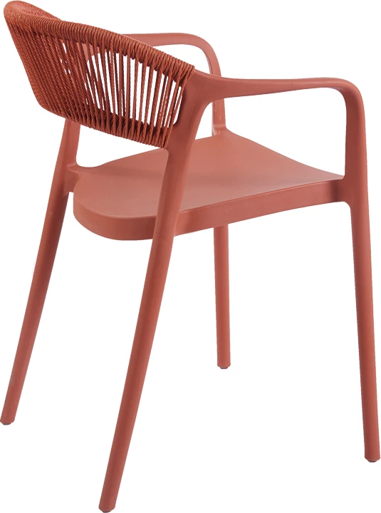 Karrige me krahë Ankara, e grumbullueshme, PP, ngjyrë terrakote, shpinë PE ratan, 54x55.5x77cm