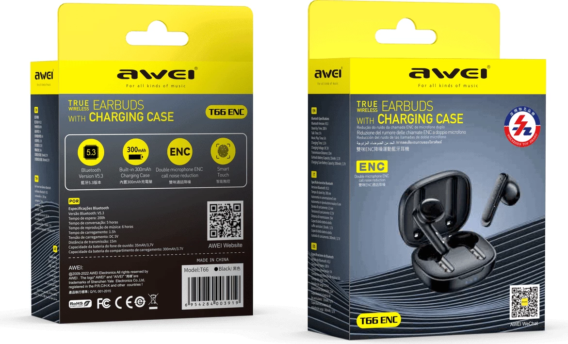 Kufje Me Bluetooth AWEI T66 ENC (Zezë)