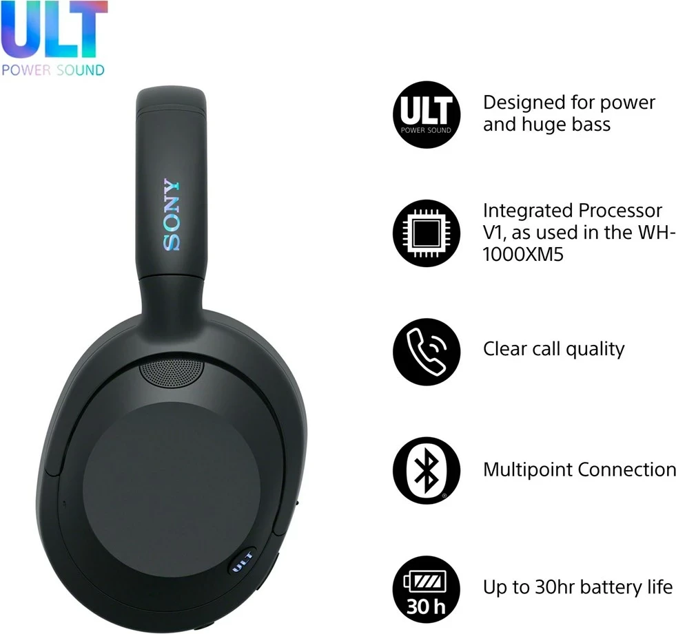Kufje Sony ULT WEAR WHULT900NB, Bluetooth, Noise Cancelling, të zeza
