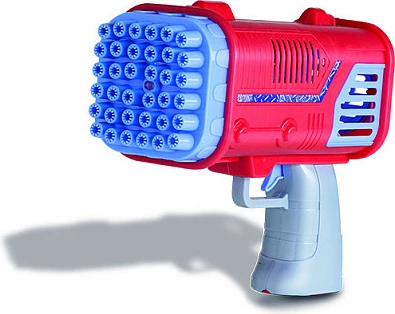 Pistoletë flluskash PUSTEFIX Bubble Bazooka, 36 gryka, LED, 250 ml, blu/kuqe