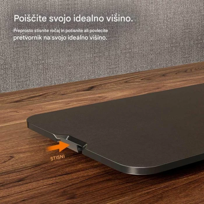 konvertues tavoline sit-stand VONHAUS Ultra-Thin MPN 3000244, 68x45cm, rregullim lartësie 4–39cm, kapacitet 8kg, e zezë