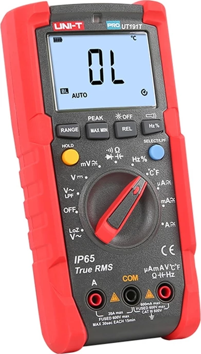 Multimetër dixhital profesional, UNI-T, UT191T, True RMS 6000 counts, 600 V 20 A, IP65, matje temperature