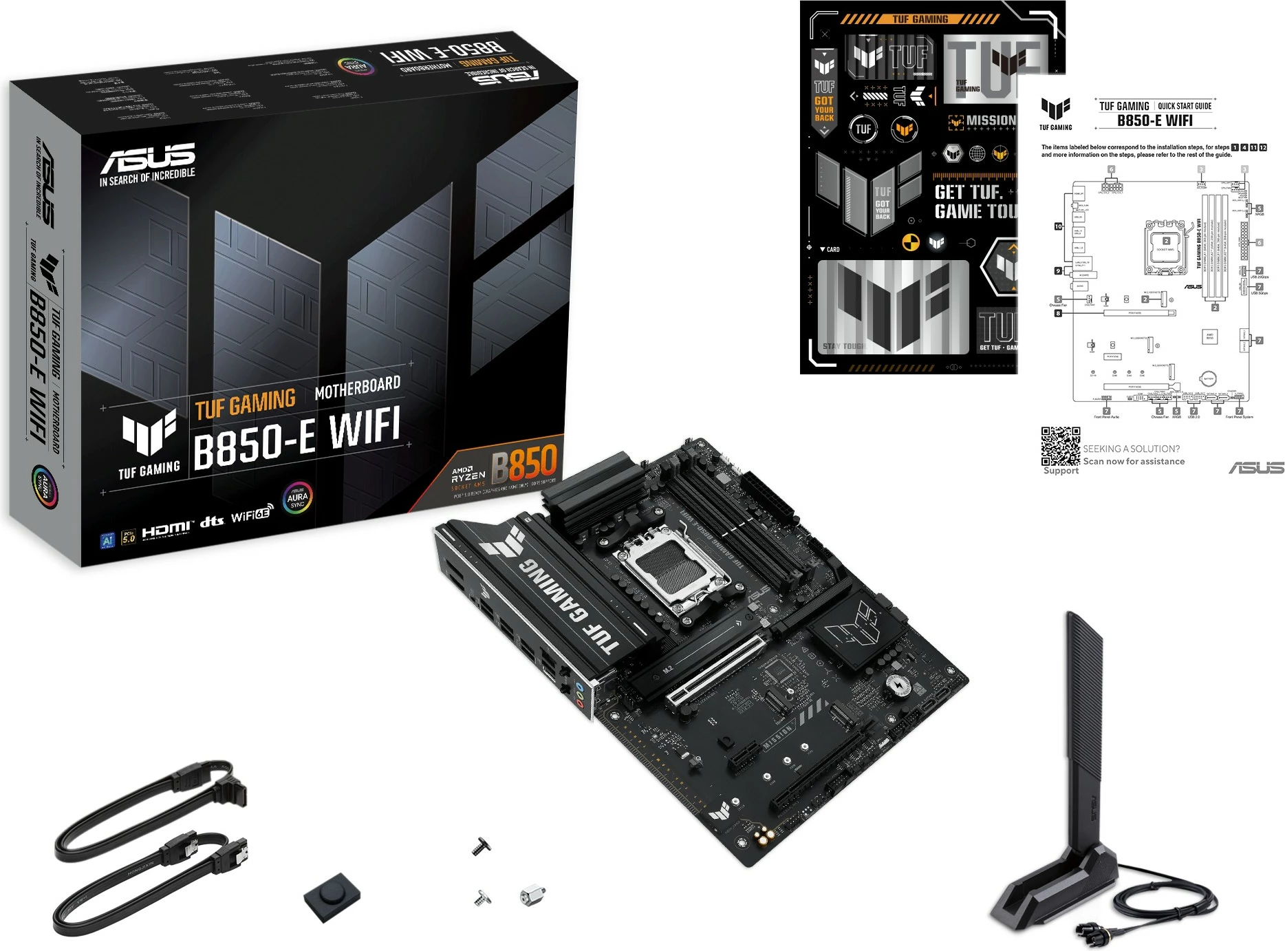Pllakë amë ASUS TUF GAMING B850-E WIFI, AMD, Socket AM5, DDR5, ATX, e zezë