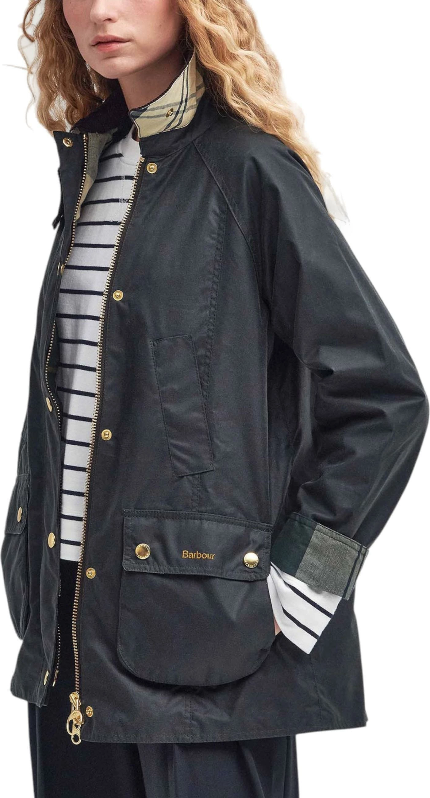 Jakne për femra Barbour Modern Beadnell Wax LWX1402, kafe e errët