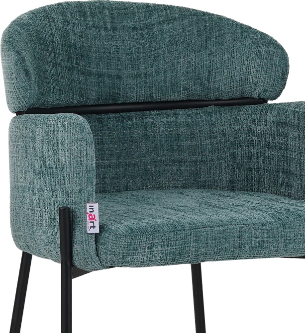 Karrige Tolerse Inart, pëlhurë jeshile, këmbë metali të zeza, 58x57x80cm