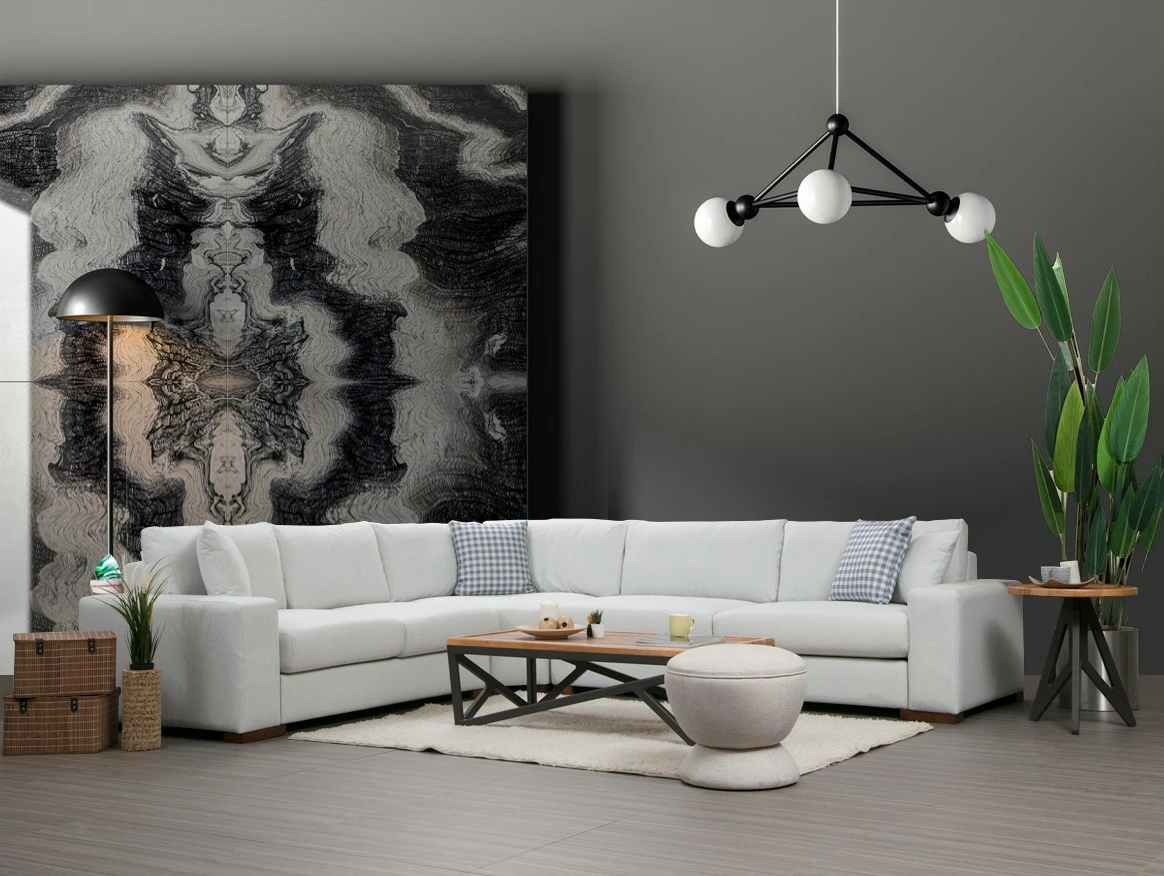 Këndare Atelier del Sofa, Loop 22, ngjyrë bezhë, këmbë druri arre, 282x322cm