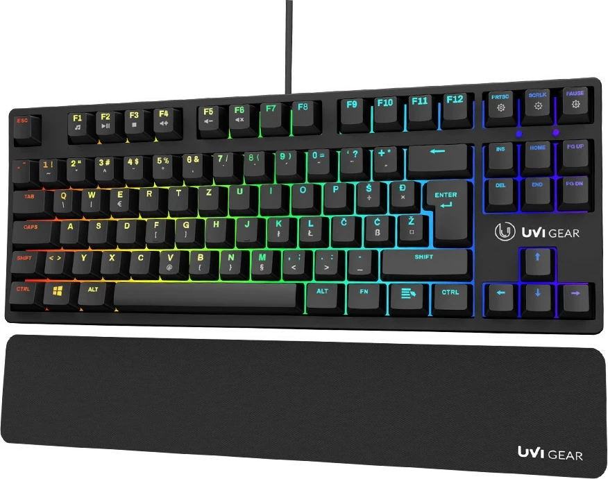 Tastierë gaming UVI Pride Mini TKL 87 taste, UK SLO/CRO layout, RGB, e zezë