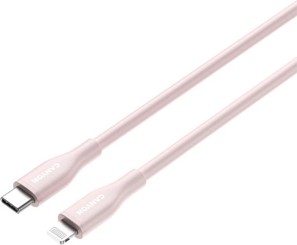 Kabllo USB-C në Lightning CANYON OnWire 60LN CLNM60 1m 60W MFi, rozë