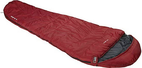 Çantë gjumi High Peak TR 300, mummy, 5°C komfort, 230 cm, 3-sezonale, kuqe/hirtë