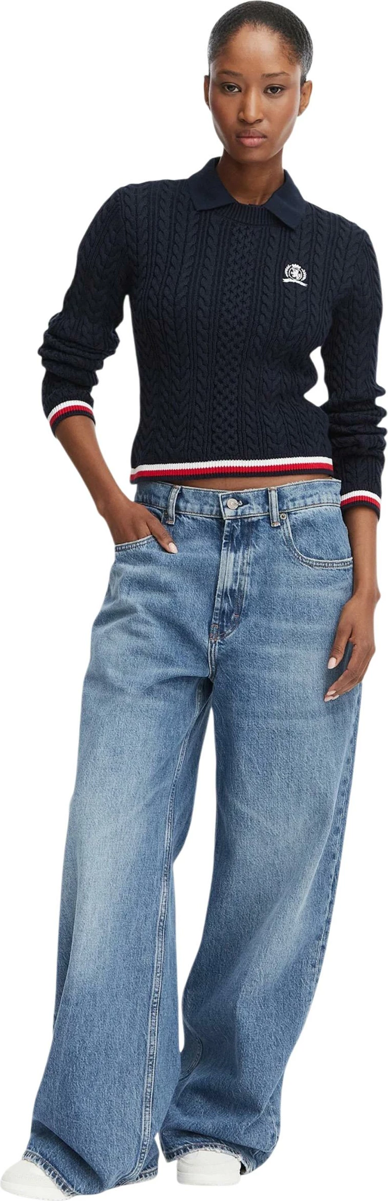Xhemper për femra Tommy Hilfiger Jeans DW0DW22933, i kaltër i errët [Madhësia: XS]