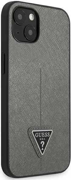 Mbështjellës Guess SaffianoTriangle Logo për iPhone 14 Plus 6.7", argjend