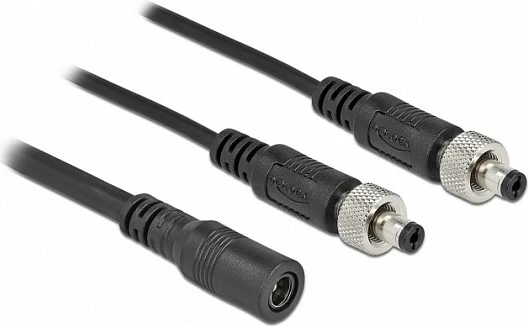 Kabllo ndarëse DC DeLOCK 5.5 x 2.1 mm, 1x femër në 2x mashkull me vida, 50 cm, e zezë