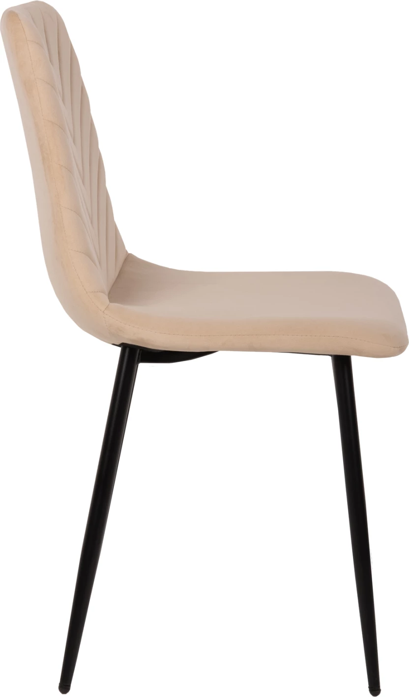 Karrige ngrënieje LATRELL FH8587.05, kadife ecru & këmbë metalike të zeza, 43x54x88H cm., set prej 4 copë