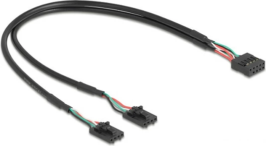 Kabllo adapter DeLOCK 84513, USB 2.0 10-pin në 2x 4-pin, 0.3 m, e zezë