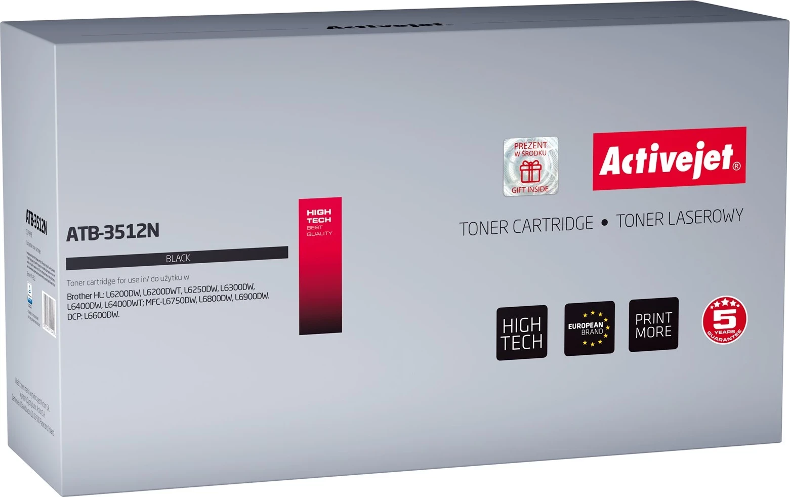 Toner zëvendësues Activejet ATB-3512N për printer Brother, i zi