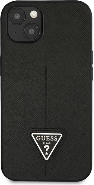 Mbështjellës Guess SaffianoTriangle Logo për iPhone 14 Plus 6.7", i zi