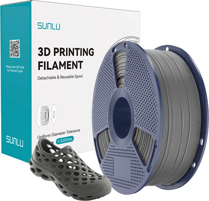 Filament TPU për 3D printer, Sunlu TPU 95A, 1.75 mm, 1 kg, gri