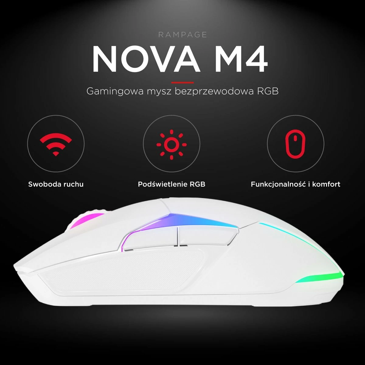 Maus Rampage Nova M4 NOVA M4-WHITE 800-4800 DPI RGB, i bardhë