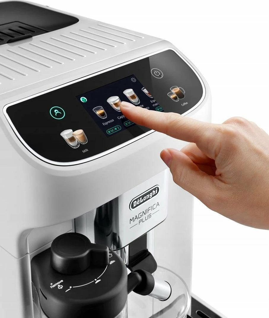 Makinë espresso automatike DeLonghi Magnifica Plus ECAM320.60.W, 15 bar, 1450 W, rezervuar 1.9 L, ekran me prekje 3.5", me mulli, LatteCrema Hot, e bardhë