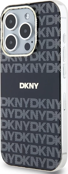 Mbështjellës DKNY IML Mono & Stripe MagSafe për iPhone 15 Pro Max, i zi