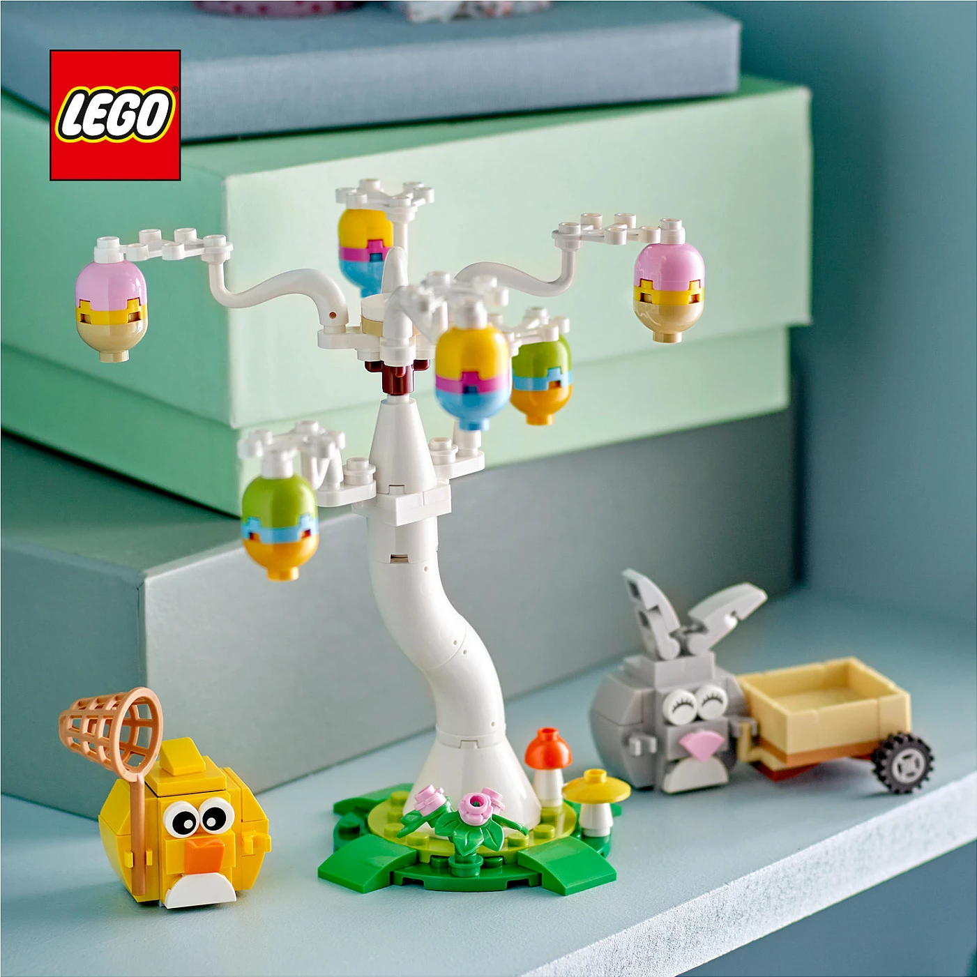 Set ndërtimi LEGO Iconic 40808 Easter Bunny and Chick Egg Hunt, 140 pjesë, 8+, multikolor