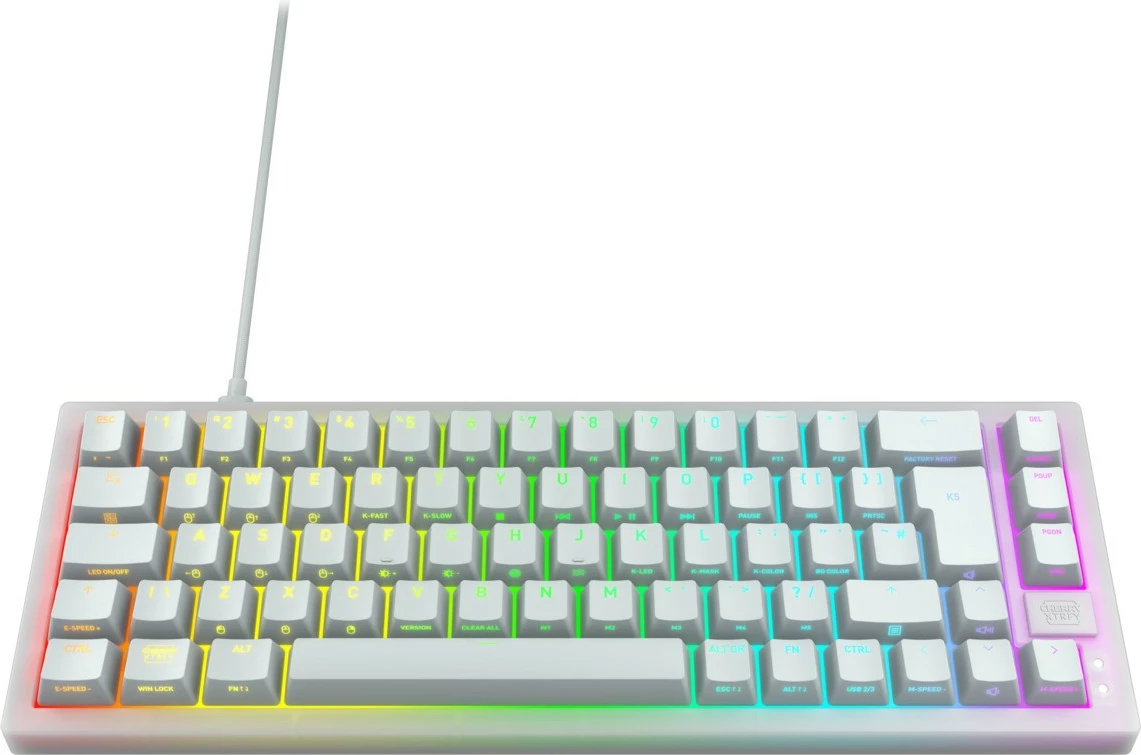 Tastierë mekanike Cherry K5V2 Compact, RGB, 65%, QWERTZ, e bardhë
