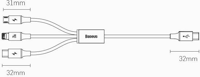Kabllo 3-në-1 Baseus Rapid Series CAMLT-SC06, 1.5m, 20W, USB-C/Lightning/micro USB, e gjelbër