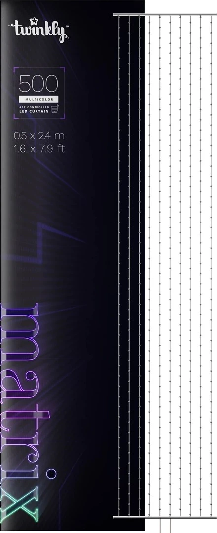 Drita dekorative Twinkly Matrix, 500 LED RGB, tel i tejdukshëm, 1.7x7.8ft, F-plug