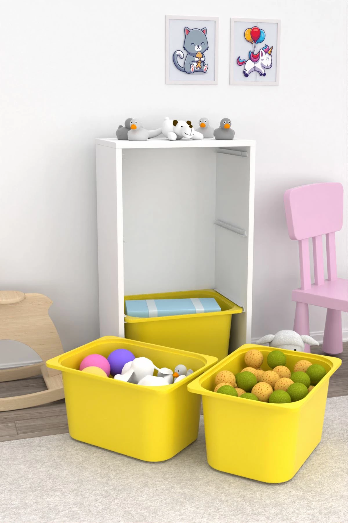 Dollap multifunksional Hanah Home, bronz 3D, i bardhë, i verdhë