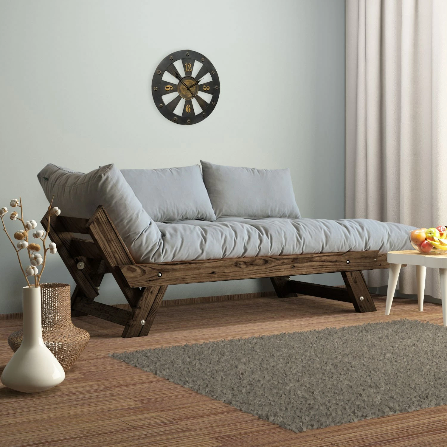 Divan për kopsht, dy vende, Skye Decor, CPT8113-210, ngjyrë arre dhe gri