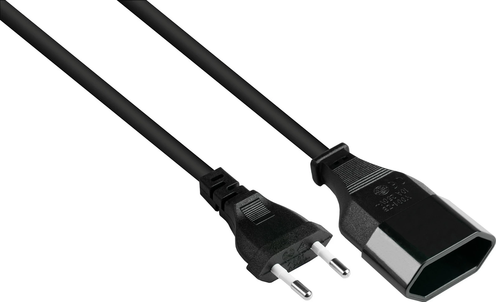 Kabllo rryme GoodConnections P0300-S005, Type C në IEC C7, 0.5 m, 250 V, e zezë