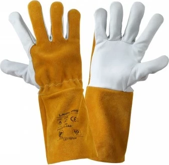 Doreza për saldim LAHTI PRO L271910K, XL, lëkurë (35 cm), verdhë/bardhë