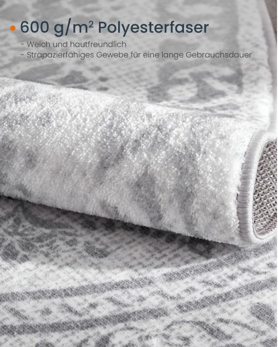 Tepih rrethor SONGMICS HOME TAR052G01 Ø160 cm boho, antirrëshqitës, i larshëm në makinë, gri/bardhë, 1 copë