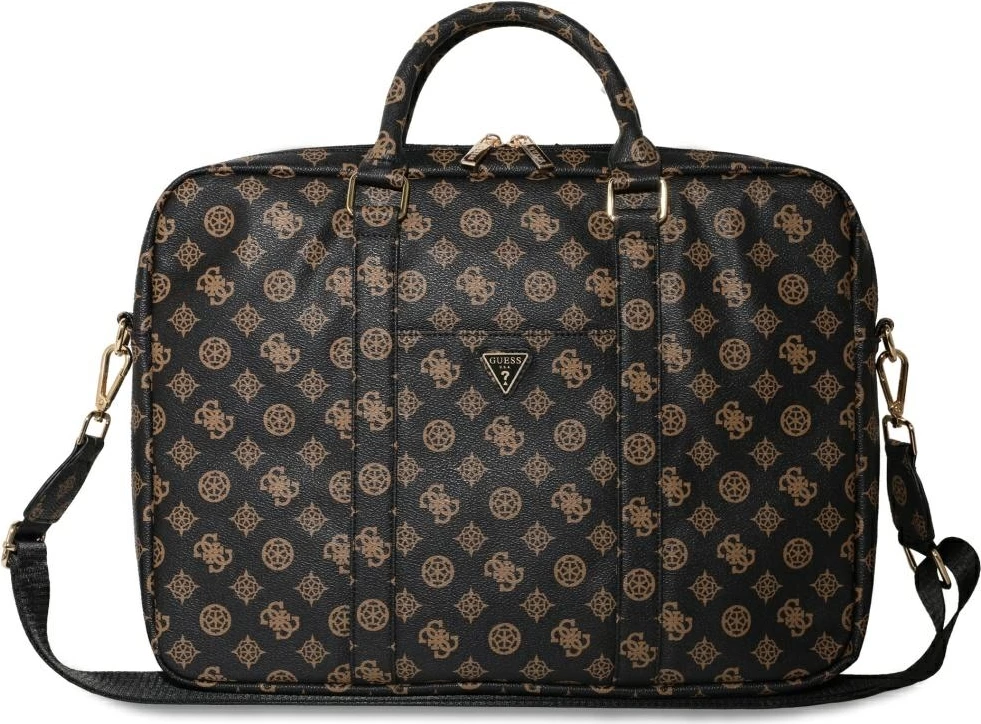 Çantë laptopi Guess 4G Peony Front Pocket Zipper Triangle Logo, 16", e zezë