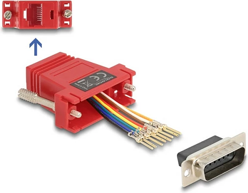 Adapter DeLOCK D-Sub 15 (VGA/DB15) në RJ45, kit montimi, i kuq