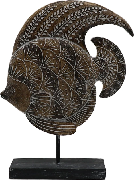 Dekor peshk gourami, polirezine, ngjyrë kafe, 19x6x25 cm