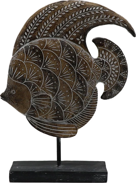 Dekor peshk gourami, polirezine, ngjyrë kafe, 19x6x25 cm
