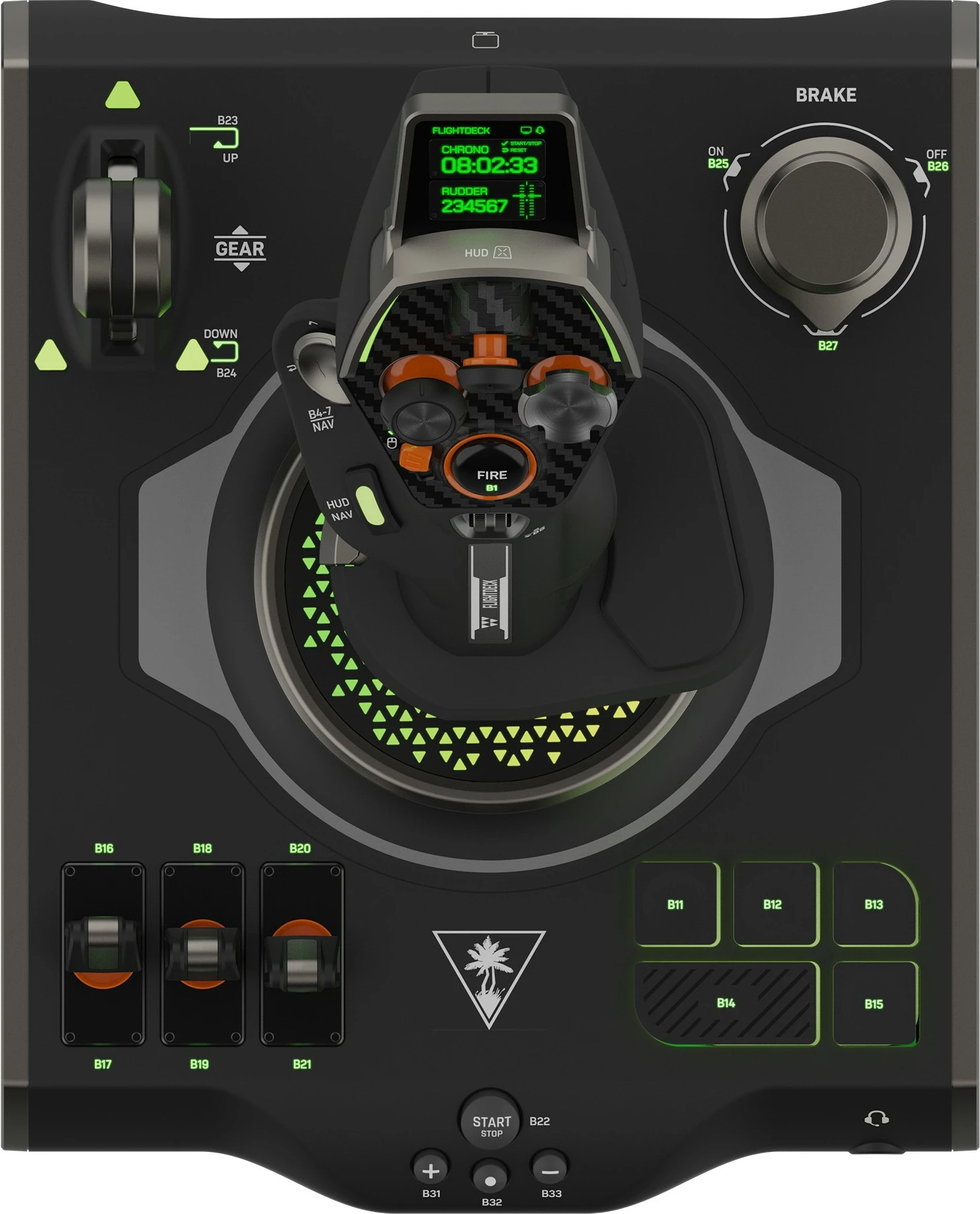 Joystick Turtle Beach VelocityOne Flightstick, PC, me ekran OLED, me kabllo, i zi