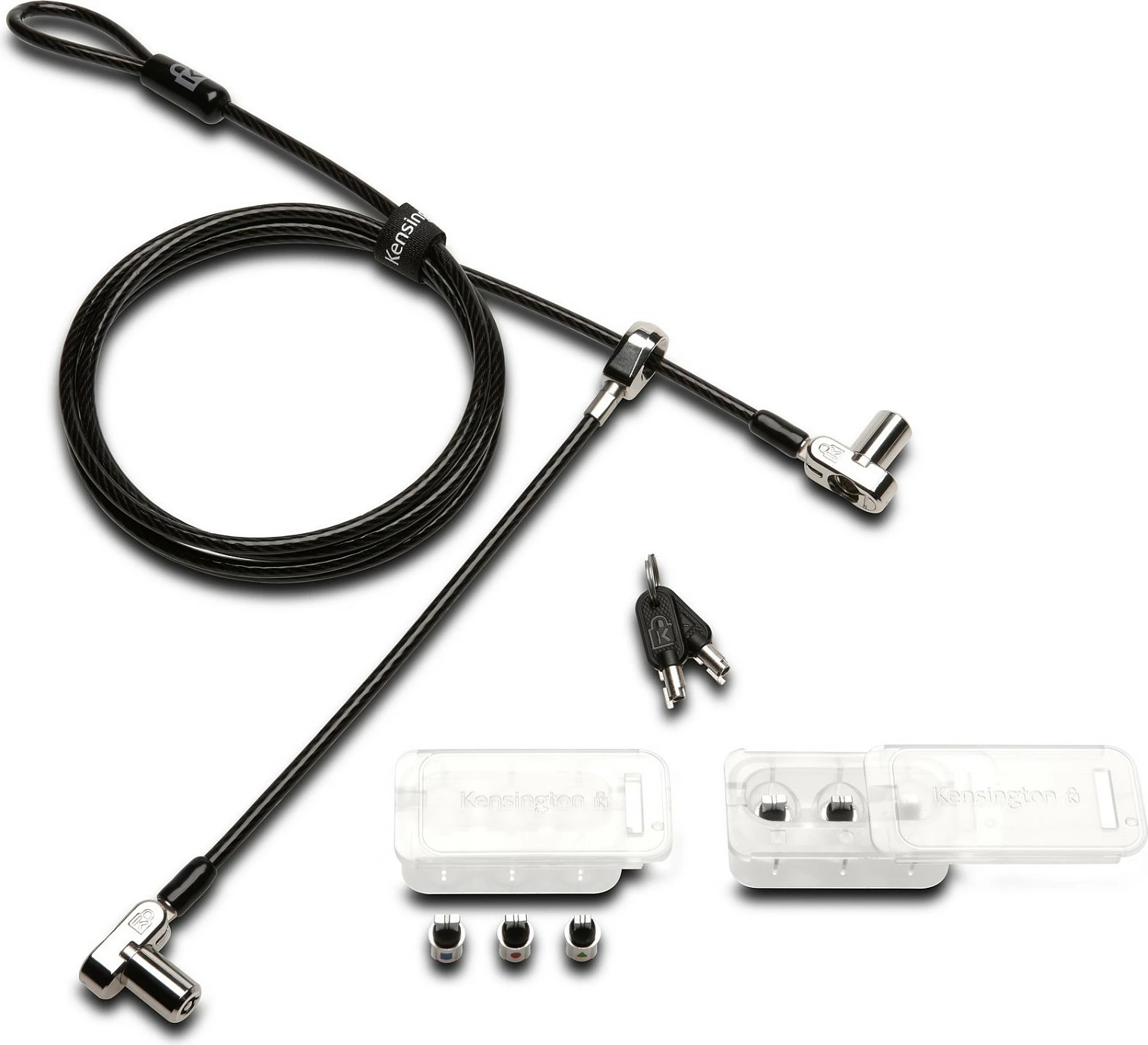 Kabëll sigurie Kensington Universal 3-in-1 me çelës, dy koka, karbon çelik, silver