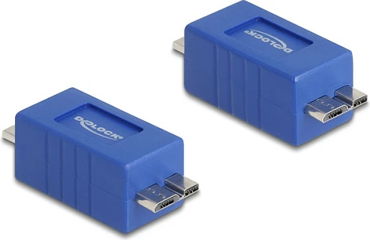 Adapter USB Micro-B DeLOCK 67216, konvertues femër-në-mashkull, 5 Gbit/s, blu