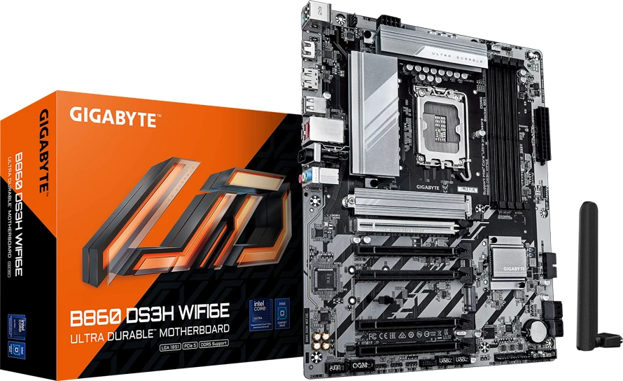 Pllakë amë GIGABYTE B860 DS3H WIFI6E, LGA1851, ATX, 4xDDR5, Wi‑Fi 6E, BT 5.3, 2.5G LAN