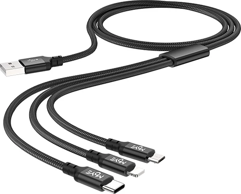 Kabllo USB Moye Connect 3-në-1 1 m (USB-C/Lightning/Micro USB), e zezë