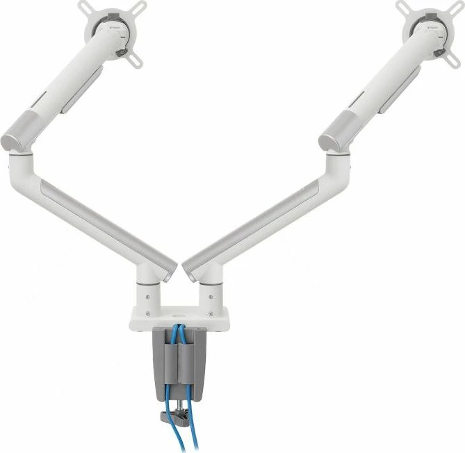 Mbajtëse monitori për tavolinë Art RAMM L-20GD, për 2 monitorë 17\"-32\", VESA 75x75/100x100, deri 9 kg, gas spring, e bardhë