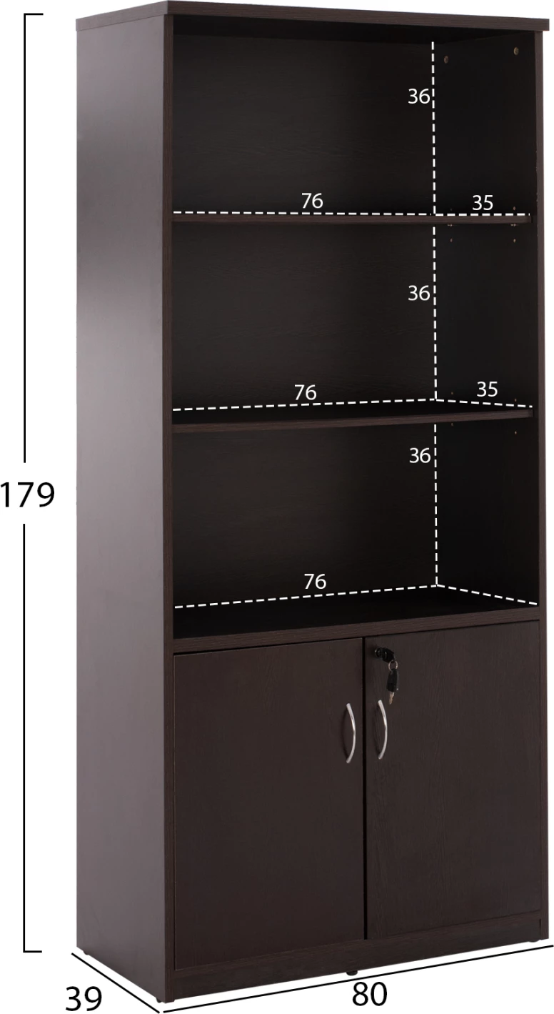 Raft librash profesional për zyre, ngjyrë wenge, FH2014.02, 80Χ40Χ180