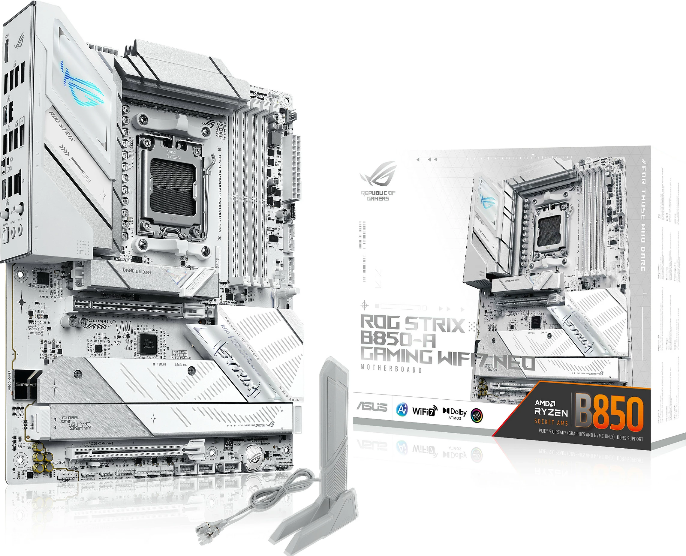 Pllakë amë ASUS ROG STRIX B850-A Gaming WiFi 7 Neo, Socket AM5, DDR5 deri 256GB, 5G LAN, e bardhë