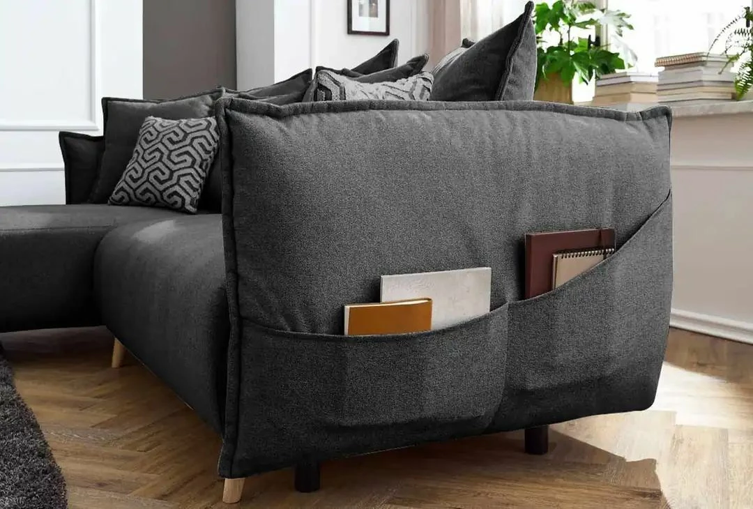 Kënd-sofë krevati Atelier del Sofa, ngjyrë antracit, Puffy