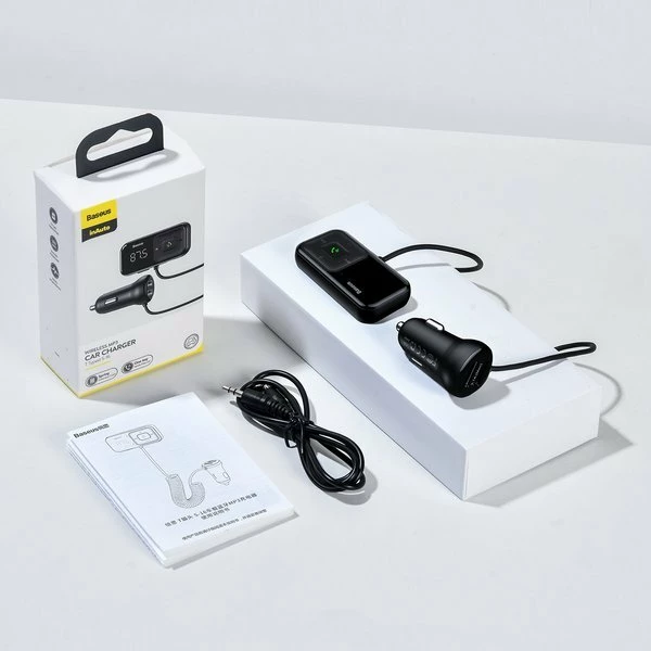 Transmetues FM me Bluetooth dhe karikues Baseus S-16, i zi