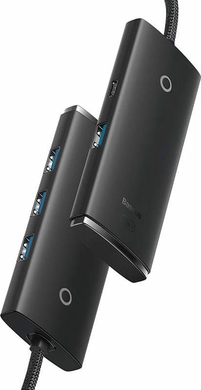 Hub USB Baseus Lite Series WKQX030201, 1x USB-C + 4x USB-A 3.0, 5 Gbps, kabllo 2 m, i zi