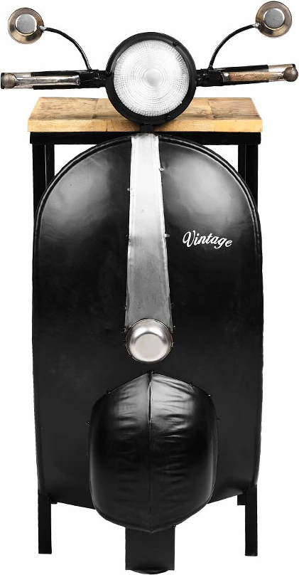 Tavolinë anësore MINI VESPA me rafte, e zezë, argjend, natyrale, 61x45x88