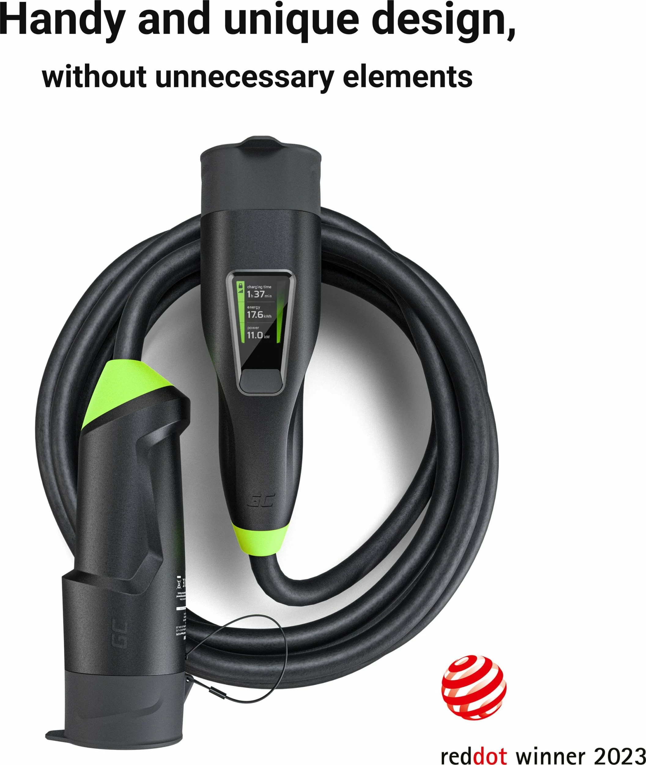 Karikues portativ për veturë elektrike Green Cell Habu EVGC01 11 kW 3-fazor Type 2 kabllo fikse 7 m, i zi